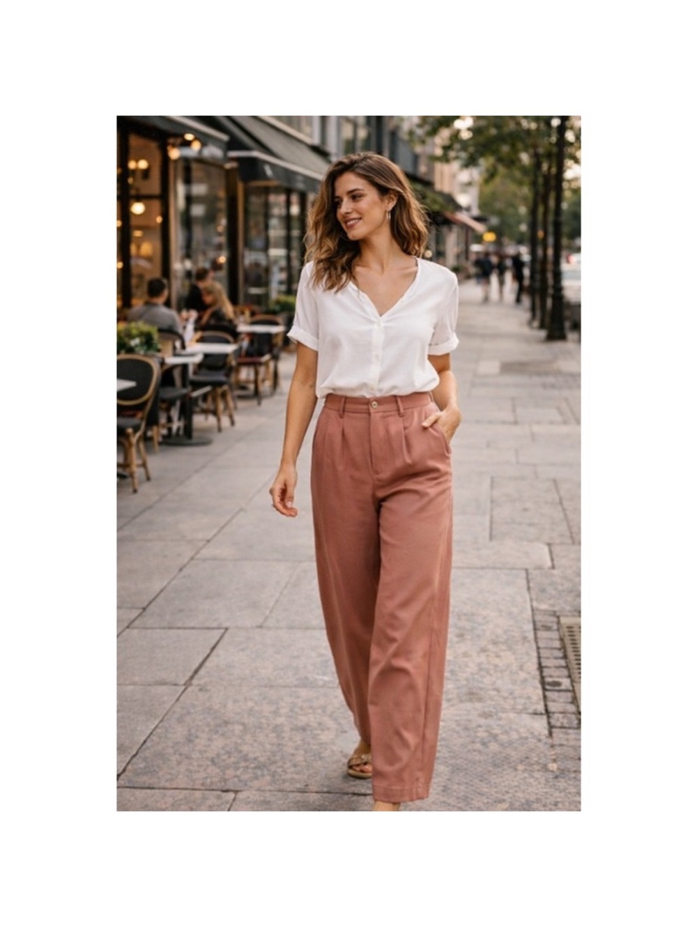 Madewell pink trouser wide leg pant